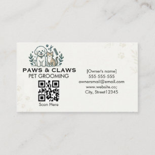 Professionelle Tierpflege mit QR-Code  Visitenkarte