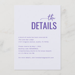 Professionelle typografische Details von Lavendel Begleitkarte