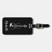 Professionelle Violine Schwarz Weiß Gepäckanhänger (Vorderseite horizontal)