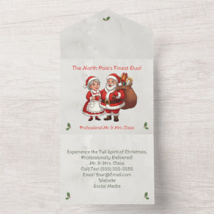 Professionelle Weihnachtsmann-Unternehmens Visiten All In One Einladung