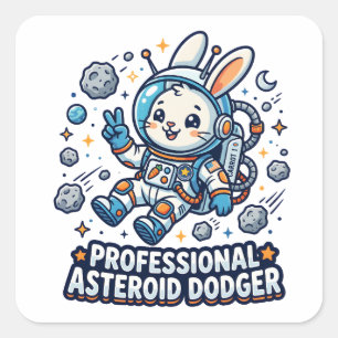 Professioneller Asteroiden-Ausweich-Hase Quadratischer Aufkleber