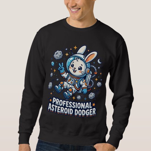 Professioneller Asteroiden-Ausweich-Hase Sweatshirt (Vorderseite)