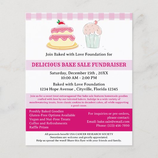 Professioneller Backverkaufs-Fundraiser Flyer (Vorne)