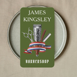 Professioneller Barbier Luxus Moosgrün Barber Shop Visitenkarte