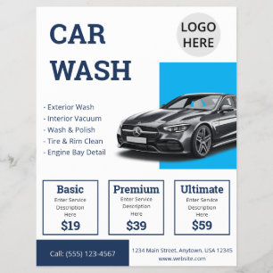 Professioneller blauer Autowaschdienst-Marketing-S Flyer