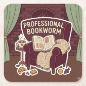 Professioneller Bücherwurm Rechteckiger Pappuntersetzer (Vorderseite)