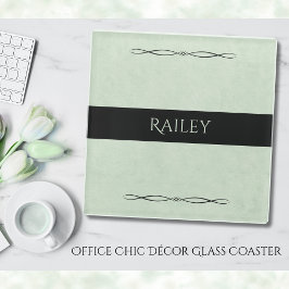 Professioneller Büroschreibtisch Sagegrün Monogram Glasuntersetzer