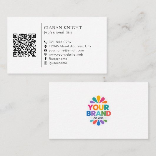 Professioneller einfacher Logo-QR-Code Visitenkarte (Vorne/Hinten)
