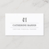 Professioneller Finanzberater mit Monogramm Weiß Visitenkarte (Vorderseite)