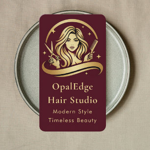 Professioneller Friseur Hairstylist Burgund Visitenkarte