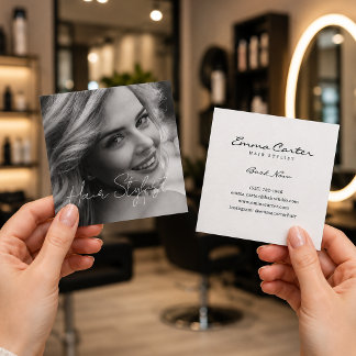 Professioneller Friseur | Minimalistischer Haarsty Quadratische Visitenkarte