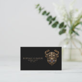 Professioneller Friseursalon Bronze Büffel QR-Code Visitenkarte (Stehend Vorderseite)