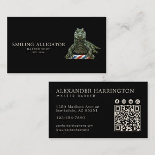 Professioneller Friseursalon Emerald Alligator Qr Visitenkarte