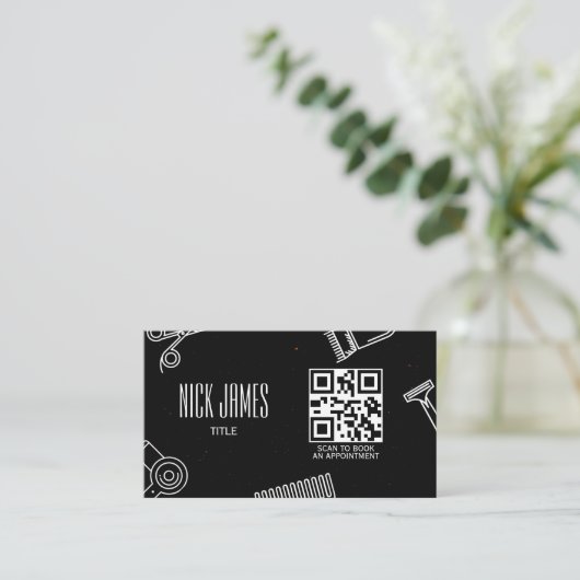 Professioneller Friseursalon QR-Code-Scan zum Buch Visitenkarte (Stehend Vorderseite)