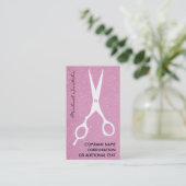 Professioneller Friseursalon Schere Glanz Rosa Visitenkarte (Stehend Vorderseite)