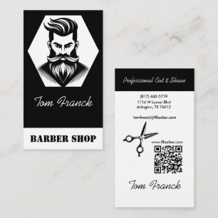 Professioneller Friseursalon Schwarz und Weiß Visitenkarte