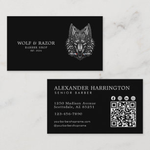 Professioneller Friseursalon Silver Wolf Qr Code Visitenkarte