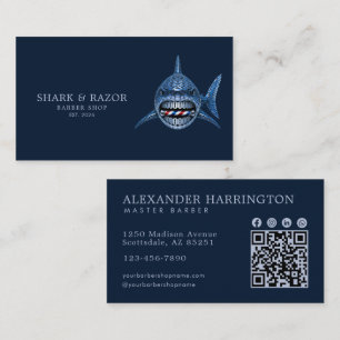 Professioneller Friseursalon Steel Shark Qr Code Visitenkarte
