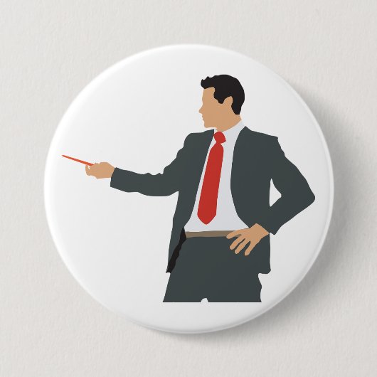 Professioneller Geschäftsmann im Anzug mit Zeigest Button (Vorderseite)
