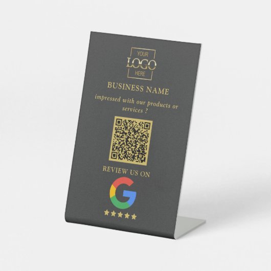 Professioneller Google Bewertungen QR-Code Firmenl Sockelschild (Vorderseite)