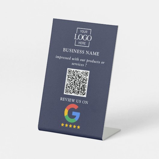 Professioneller Google Bewertungen QR-Code Firmenl Sockelschild (Vorderseite)