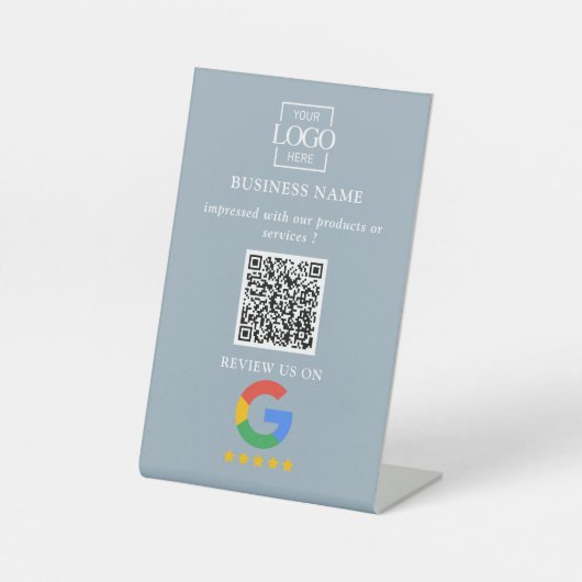 Professioneller Google Bewertungen QR-Code Firmenl Sockelschild (Vorderseite)