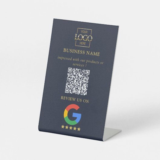 Professioneller Google Bewertungen QR-Code Firmenl Sockelschild (Vorderseite)