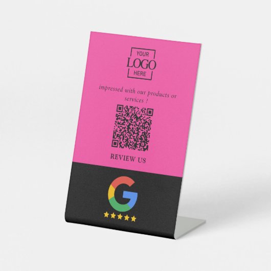 Professioneller Google Bewertungen QR-Code Firmenl Sockelschild (Vorderseite)