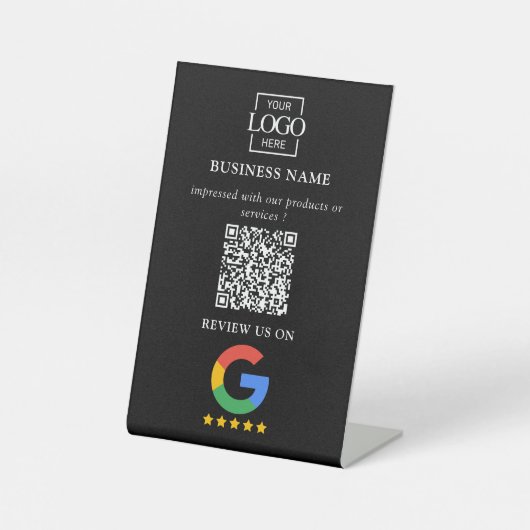 Professioneller Google Bewertungen QR-Code Firmenl Sockelschild (Vorderseite)