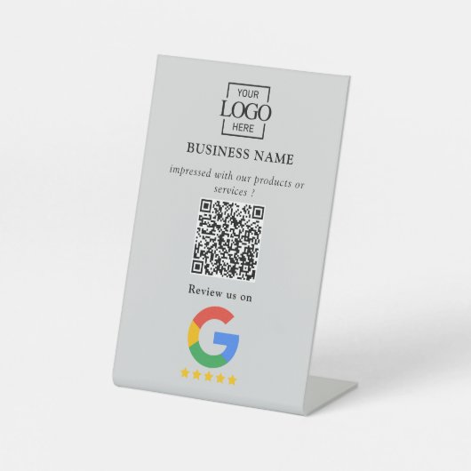 Professioneller Google Bewertungen QR-Code Firmenl Sockelschild (Vorderseite)