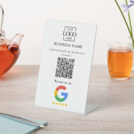 Professioneller Google Bewertungen QR-Code Firmenl Sockelschild
