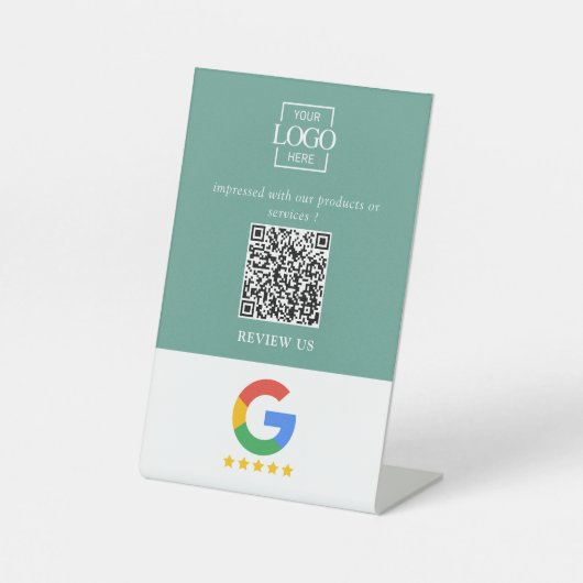 Professioneller Google Bewertungen QR-Code Firmenl Sockelschild (Vorderseite)