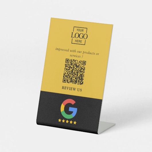 Professioneller Google-Bewertungen-QR-Code Firmenl Sockelschild (Vorderseite)