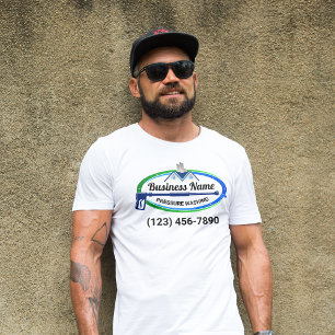 Professioneller grüner blauer Druckreinigungsservi T-Shirt