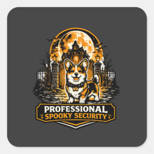 Professioneller Grusel-Sicherheits-Corgi-Halloween Quadratischer Aufkleber