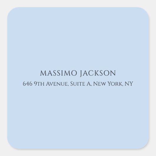 Professioneller hellblauer moderner minimalistisch quadratischer aufkleber (Vorderseite)