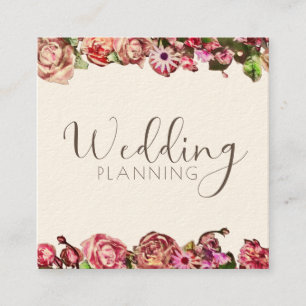 Professioneller Hochzeitsplaner Elegant Rosa & Pin Quadratische Visitenkarte