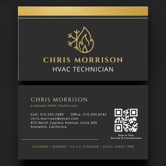 Professioneller HVAC-Unternehmens-QR-Code Visitenkarte