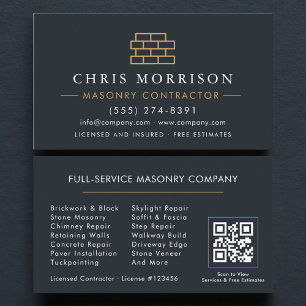 Professioneller Maurer Ziegelstein QR-Code Visitenkarte