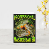 Professioneller Meister-Köder lustiger Angler-Meme Karte (Gelbe Blume)