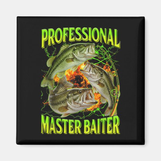 Professioneller Meister-Köder lustiger Angler-Meme Magnet (Vorne)