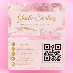 Professioneller Microblading-Künstler Gold Achat Q Visitenkarte