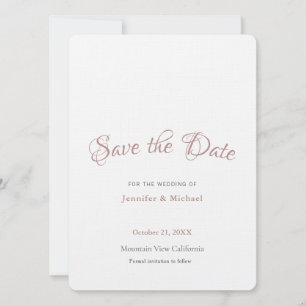 Professioneller Minimalist Plain Roségold-Farbton Save The Date