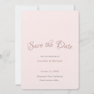 Professioneller Minimalist schlicht Roségold-Farbt Save The Date