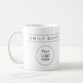 Professioneller minimalistischer Geschäftsmug mit Kaffeetasse (Links)