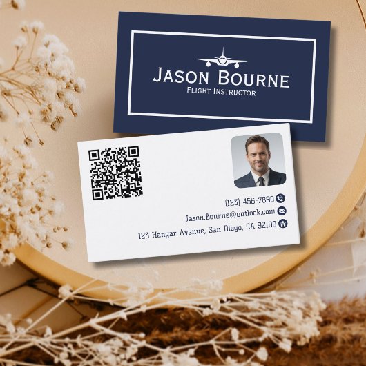 Professioneller Mitarbeiter-Foto-QR-Code Blau Luft Visitenkarte