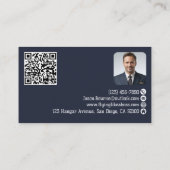 Professioneller Mitarbeiter-Foto-QR-Code Blau Luft Visitenkarte (Rückseite)