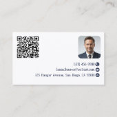 Professioneller Mitarbeiter-Foto-QR-Code Blau Luft Visitenkarte (Rückseite)