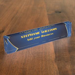 Professioneller moderner blauer Gold-Büro-Name Tit Namensplakette