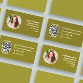 Professioneller moderner grüner QR-Code für Fotos Visitenkarte